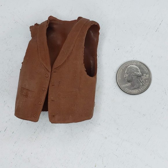 1960s Marx Johnny West Brown Cowboy Vest Clothing Accessory Toy Replacement Part - Picture 2 of 4